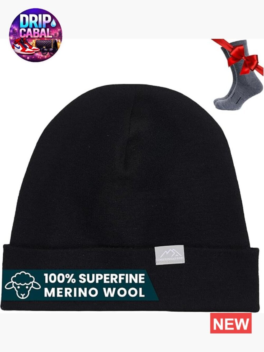 100% Merino Wool Beanie & Hiking Socks Set – Unisex Skull Cap